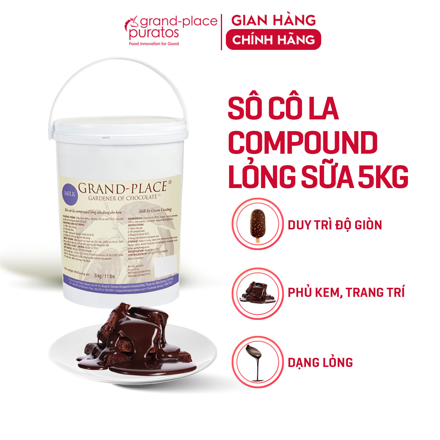 Socola Lỏng Sữa Puratos Grand-Place VN - 5kg