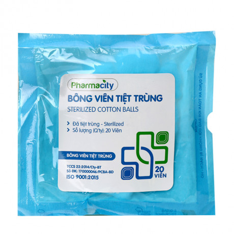 Bông Viên Tiệt Trùng Pharmacity 2 X 2Cm (1020 Viên/Gói)