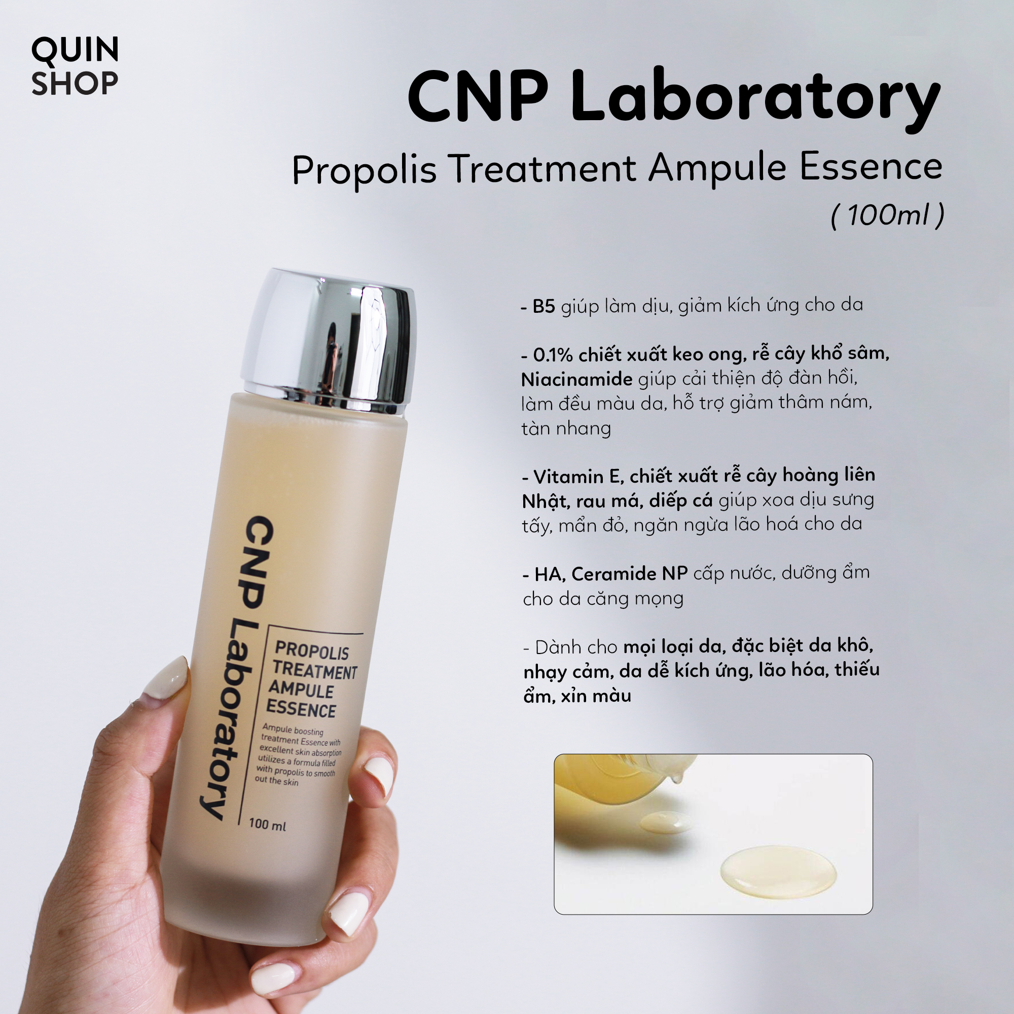 Nước Cân Bằng Ngừa Lão Hoá Làm Dịu Cấp Ẩm Giảm Thâm Nám CNP Laboratory Propolis Treatment Ampule Ess