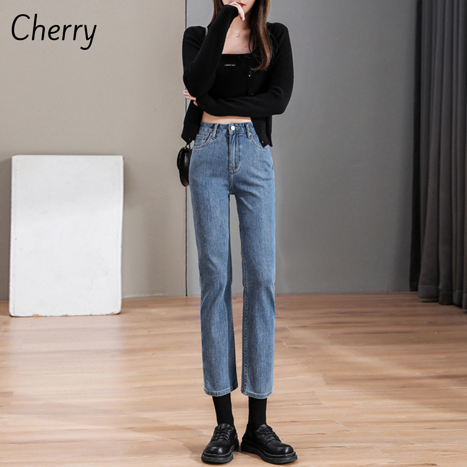Quần jean skinny nữ ống đứng dáng lửng co giãn cao cấp Hàn Quốc quần bò nữ ống ngắn suông có co giãn