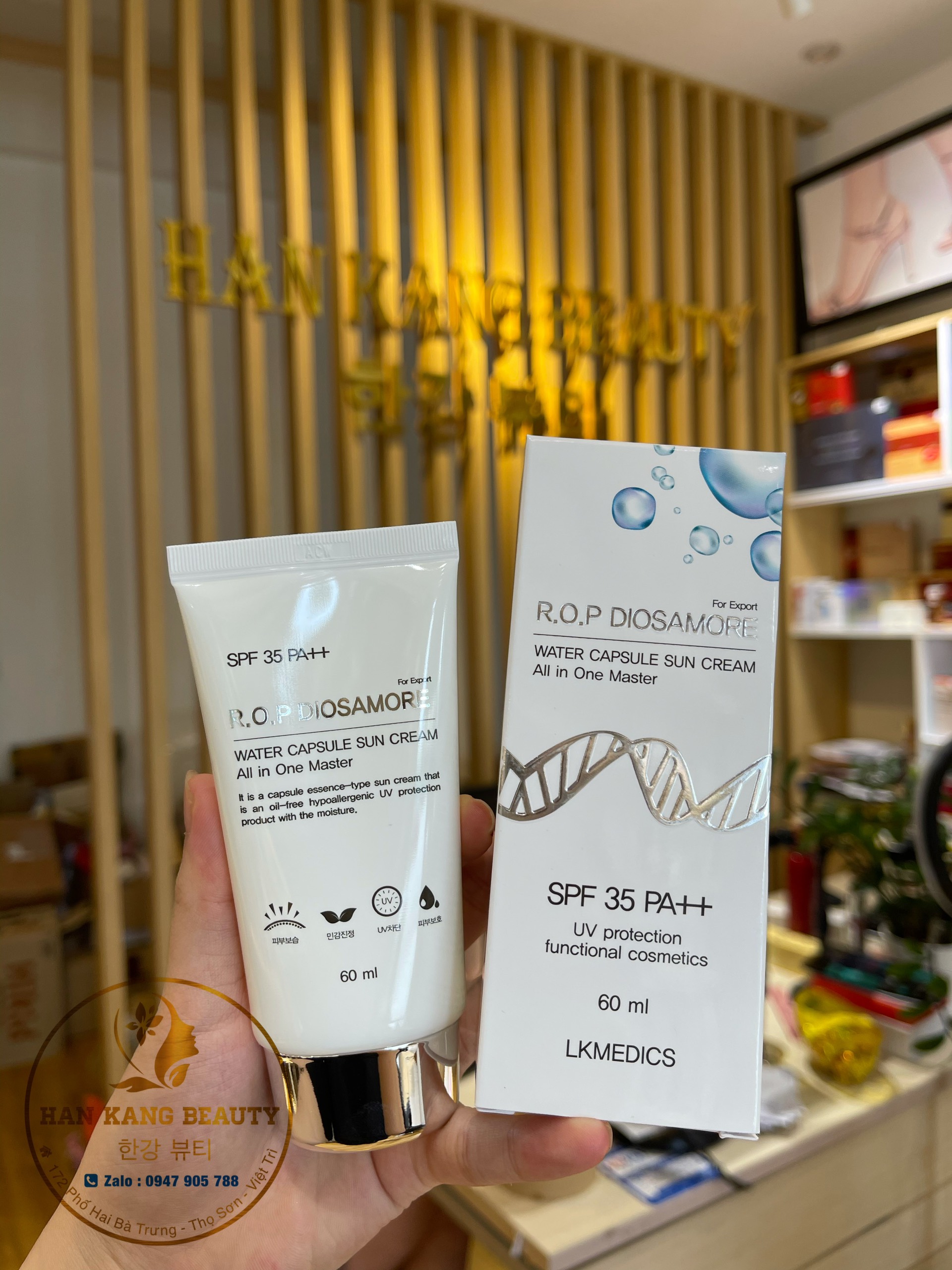 Kem Chống Nắng Vi Hạt Tế Bào Gốc R.o.p Diosamore Water Capsule Sun Cream All In On Master Spf 35 Pa++