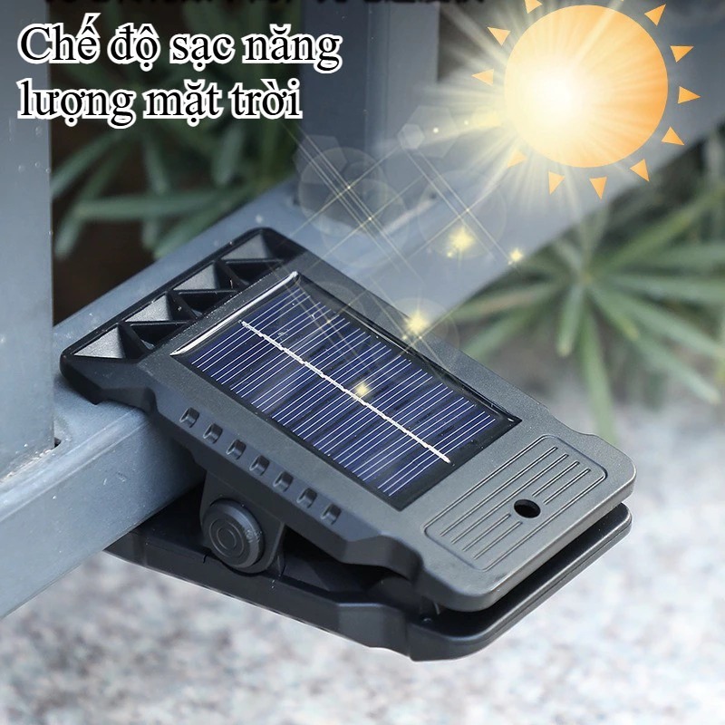 Đèn Kẹp Năng Lượng Mặt Trời 3 Chế Độ Sáng Đèn Kẹp Cảm Biến Chuyển Động Ngoài Trời Chống Nước.