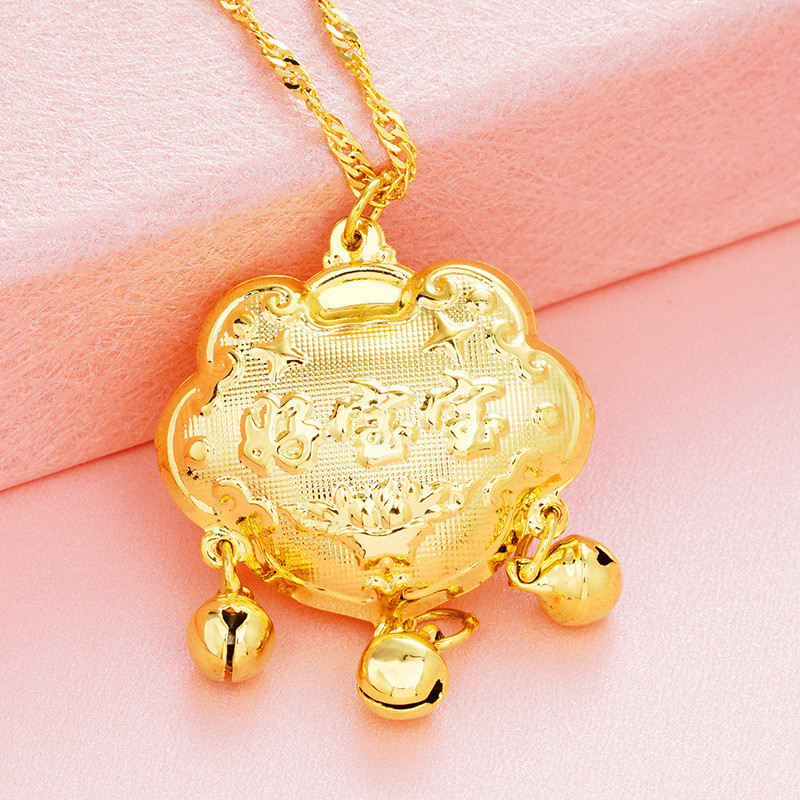 Mặt Dây ChuyềN Khóa Trường Thọ Cho Bé Bằng Vàng Mạ Vàng Việt Nam Quà Tặng Trăm Ngày Giả 3D Vàng Cứng