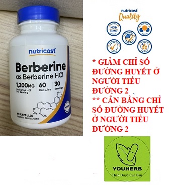 BERBERINE HCL - NUTRICOST- 60 CAPS- 600MG – Hổ trợ điều trị tiểu đường type 2- Giảm & Cân Bằng Đường