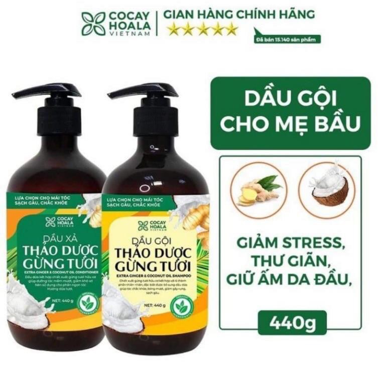 [ Sỉ Combo 10 Cặp] Dầu Gội Và Xả Thảo Dược Gừng Dừa Cocayhoala Đánh Bay Gàu Giảm Ngứa Dung Tích 440Ml/Chai