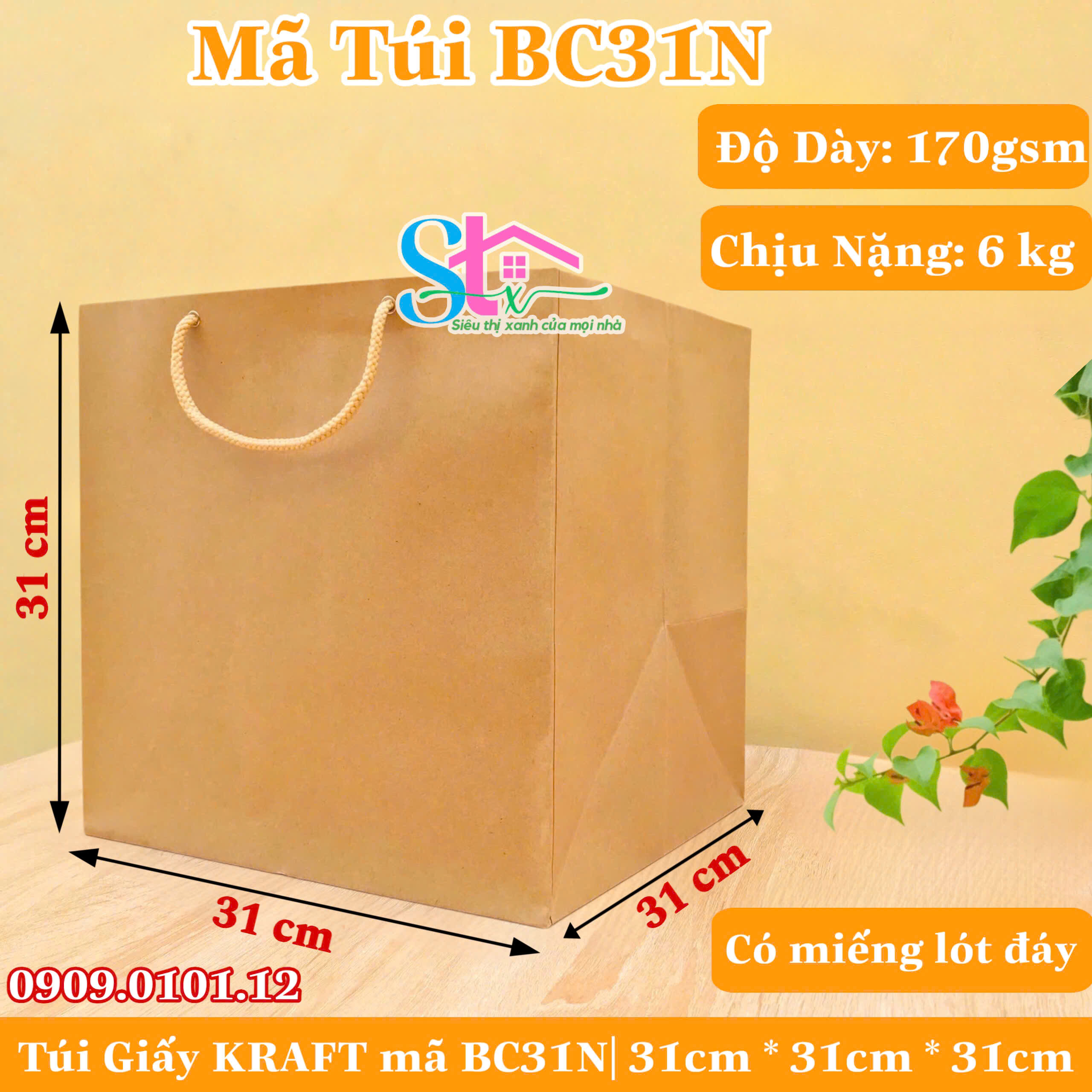 Combo 10 túi giấy kraft có quai cao cấp dày và cứng cáp túi kraft bảo vệ môi trường túi đựng quà túi giấy xi măng