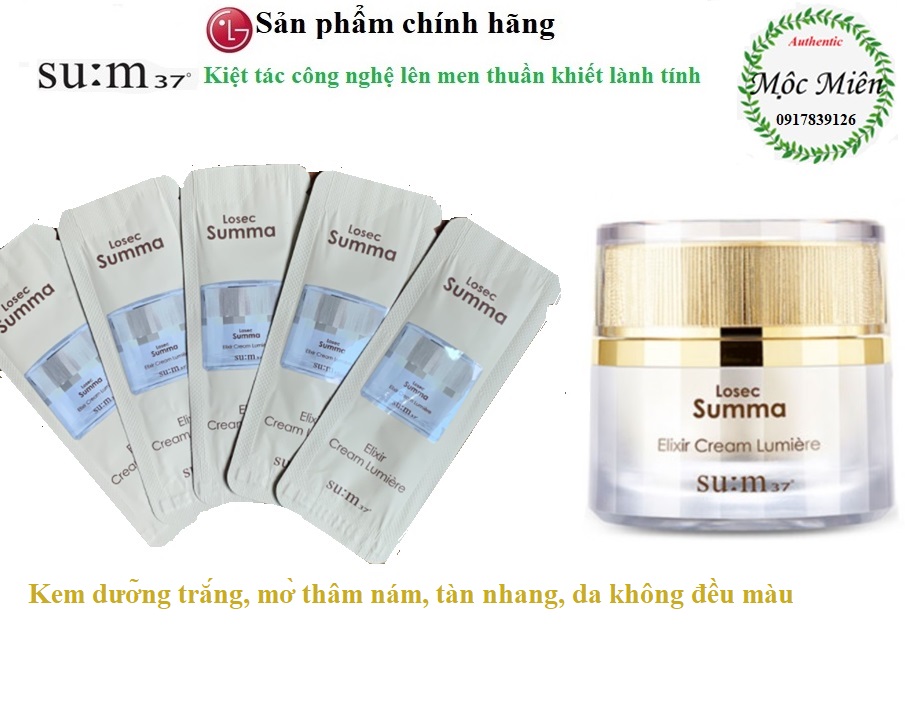 [Hcm]10 Gói Kem Sum Lumiere Trắng Da Mờ Thâm Nám Căng Bóng Su:m37 Losec Summa Elixir Cream Lumiere 1Mlx10