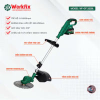 Máy cắt cỏ 21V WORKFIX WF-GT1323BL bộ 2 cục nguồn 15cell 6.0Ah+sạc + (1 lưỡi tròn1 lưỡi dao 1 lưỡi cước)