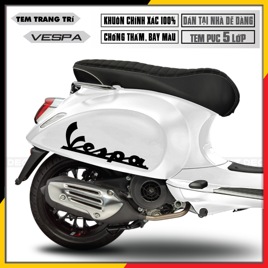 Tem Rời Dán Xe Vespa Sprint/LX/GTS Text Chữ Vespa | VP19 | Decal Chế Xe PVC Cao Cấp Chống Thấm Nước 