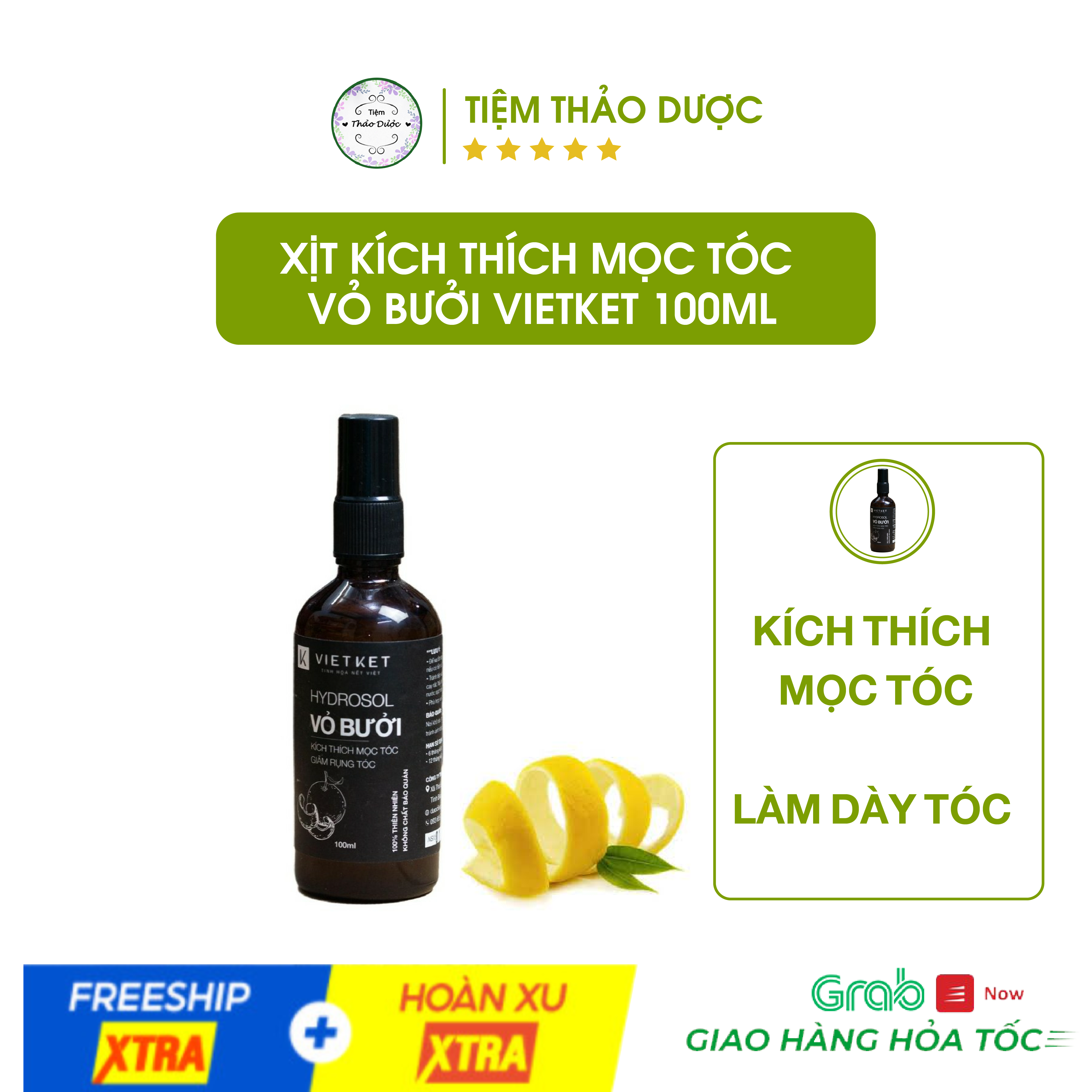 Xịt Dưỡng Tóc Vỏ Bưởi - Ngừa Rụng Tóc - Làm Dài Tóc 100Ml 5.0