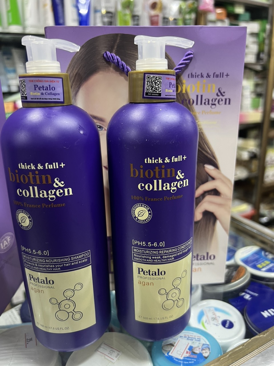 Cặp Dầu Gội Xả Kích Thích Mọc Tóc Biotin Collagen PETALO Italy