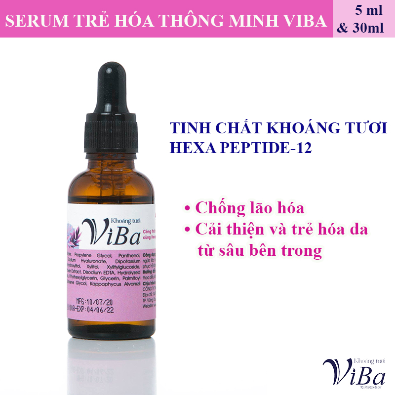 [Hcm]Serum Trẻ Hóa Thông Minh Viba - Khoáng Tươi Kết Hợp Hexa Peptide - 12 - 5Ml