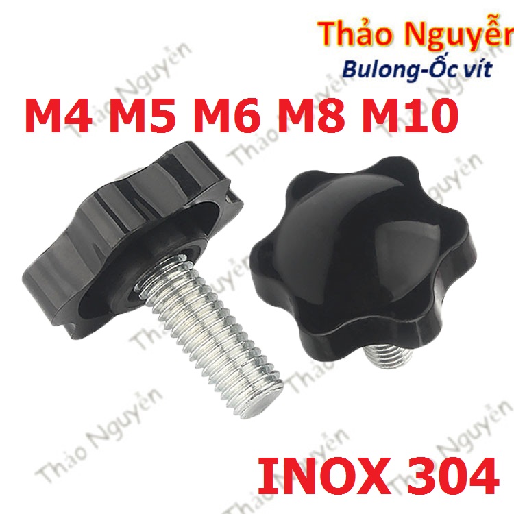Núm vặn ren ngoài hoa mai Inox 304 núm ren vặn tay