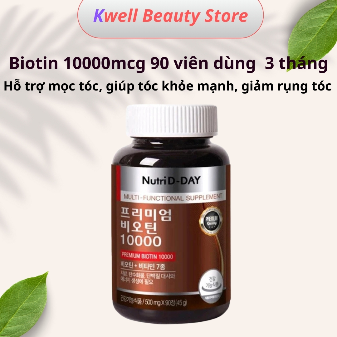 Viên Uống Biotin 10000 Hỗ Trợ Mọc Tóc & Collagen Phân Tử Thấp Nutri D-DAY