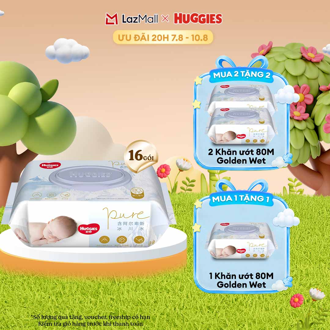 [QUÀ TẶNG SLCH] Combo 16 Khăn ướt Huggies Golden Wet Wipes 80 miếng