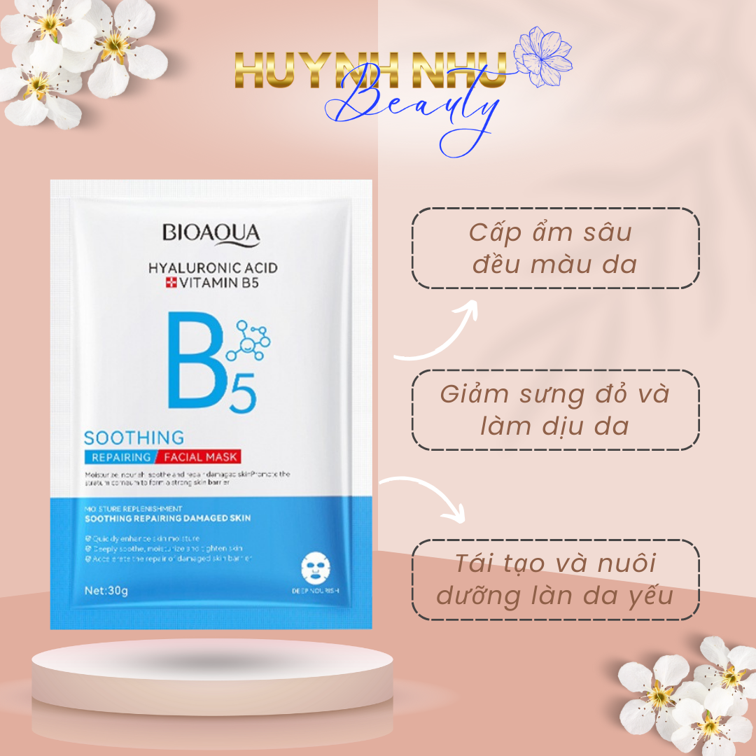 Mặt Nạ Phục Hồi Dịu Nhẹ BIOAQUA Vitamin B5 + Hyaluronic Acid Soothing Repairing 30g