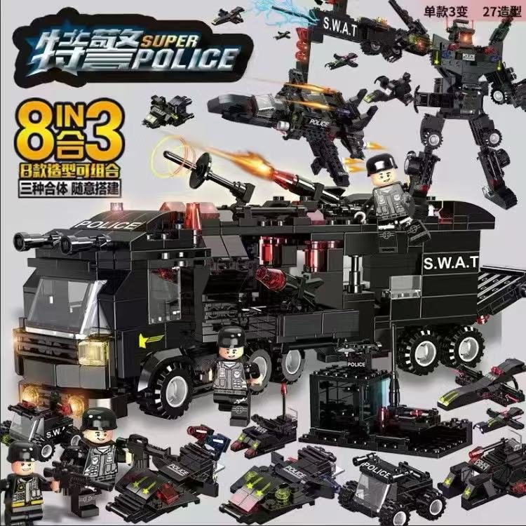 BỘ ĐỒ CHƠI LẮP GHÉP XẾP HÌNH Tàu Chiến Hạm Lắp Ráp OTO Máy Bay 1000 Chi Tiết CẢNH SÁT SWAT MÁY BAY C