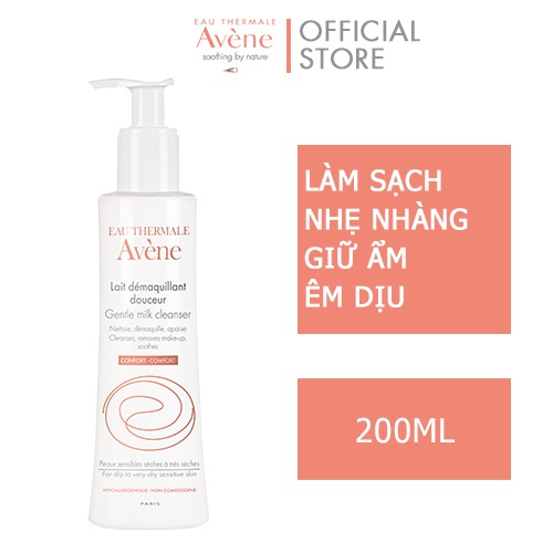 [Hcm]Sữa Rửa Mặt Tẩy Trang Êm Dịu Avene Gentle Milk Cleanser Dành Cho Da Khô 200Ml