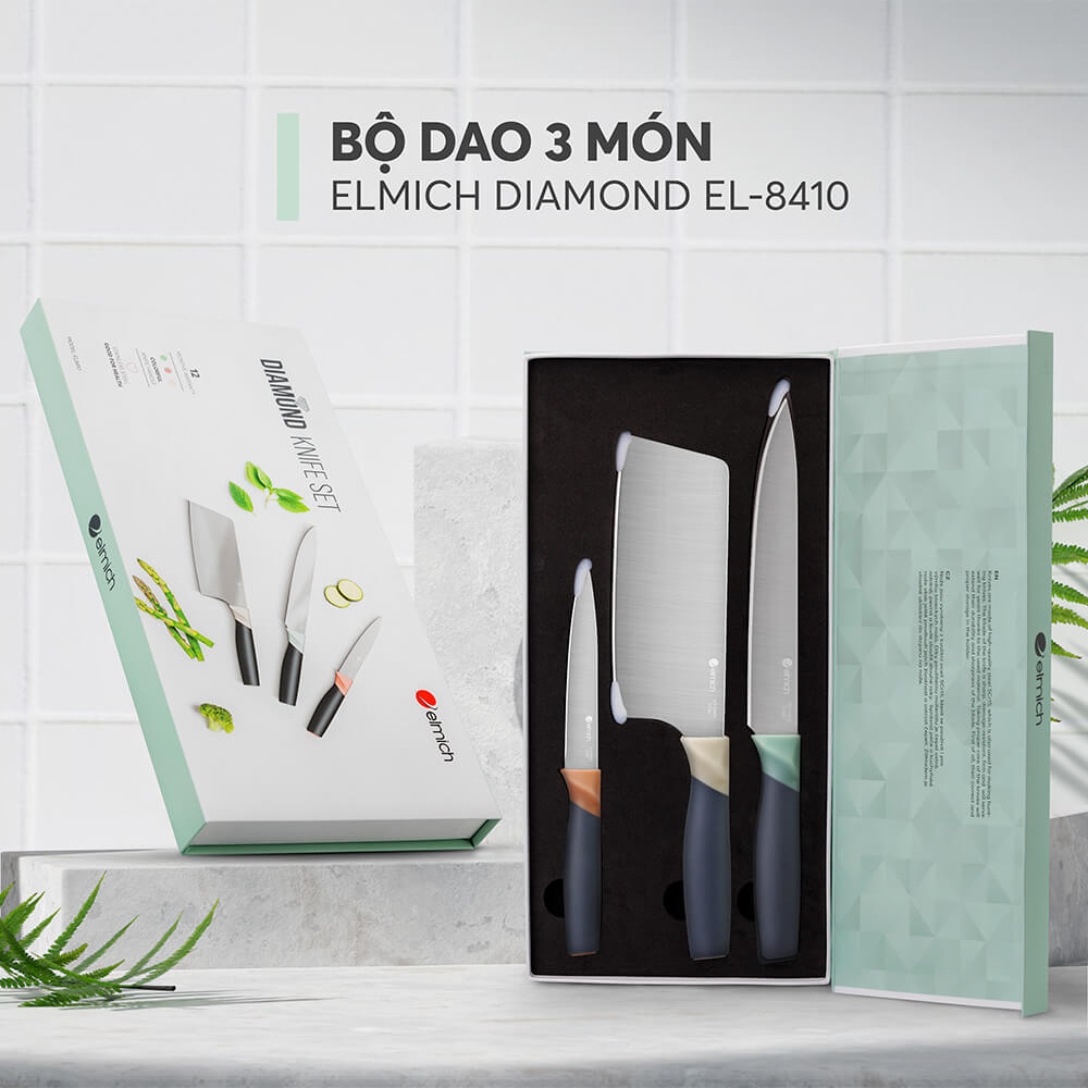 (SALE TẾT)Bộ dao Diamond 3 món đóng hộp Elmich EL8410