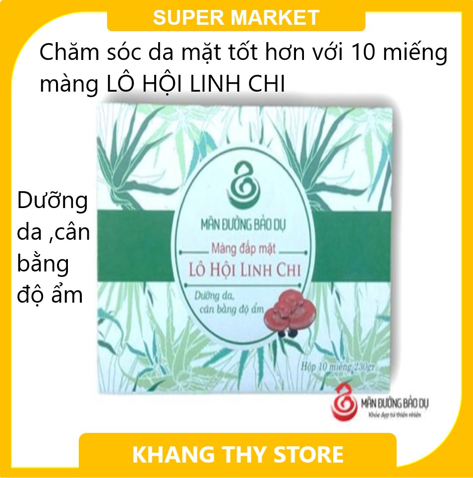 Màng Đắp Mặt Nạ Lô Hội Linh Chi Cao Cấp - Hộp 10 Miếng