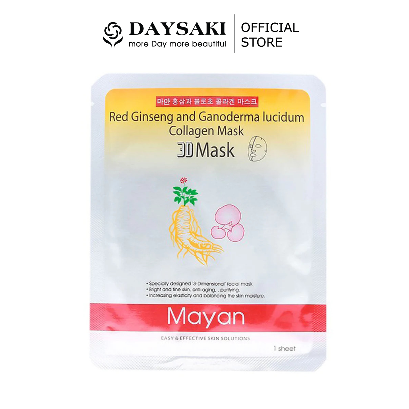 Mayan Care Mặt Nạ 3D Hồng Sâm Linh Chi 25Ml