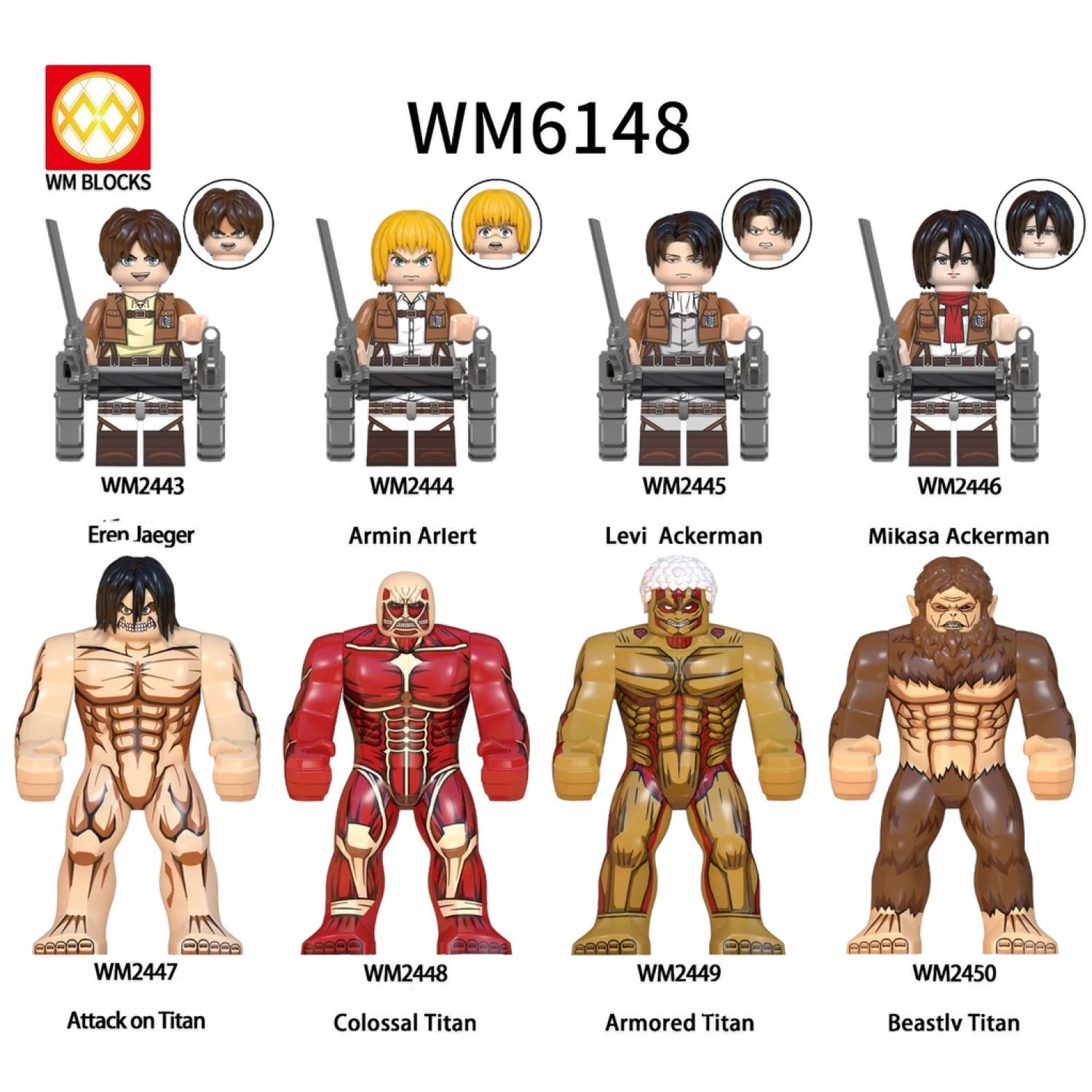 Mini Đại Chiến Titan Khổng Lồ Attack on Titan WM6148 Levi Mikasa Shingeki no Kyojin Eren Yeager Đồ C