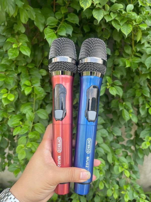 bộ micro không dây ontekco hát karaoke cho mọi loa kéo âm ly đầu míc bằng thép cao cấp bảo hành 12 tháng
