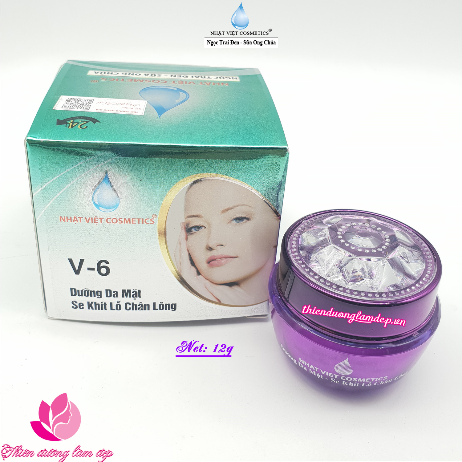 [Hcm]Kem Dưỡng Trắng Se Khít Lỗ Chân Lông Dưỡng Chất Ngọc Trai Đen - Sữa Ong Chúa V - 6 Nhật Việt Cosmetics (12G)