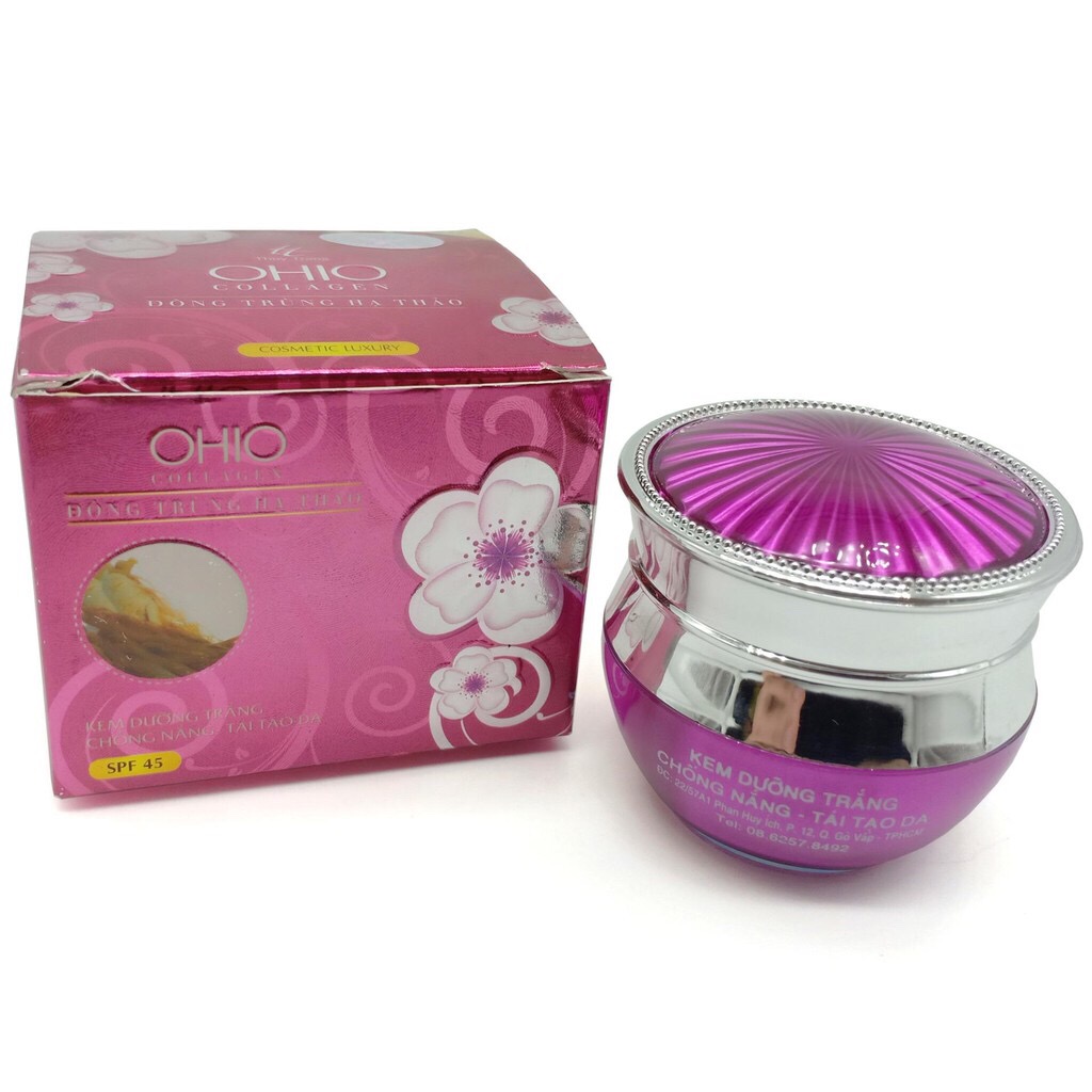 [HCM]Kem dưỡng trắng - Chống nắng - Tái tạo da Ohio Collagen - Đông trùng hạ thảo 20g (Tím)