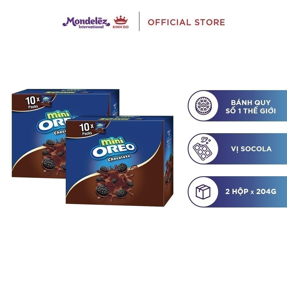 Bánh Quy Oreo Mini Vị Sôcôla X 204G (Combo 2 Hộp)