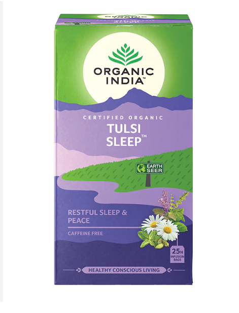 Trà thảo mộc hỗ trợ ngủ ngon ngủ sâu giấc Organic India Tulsi Sleep