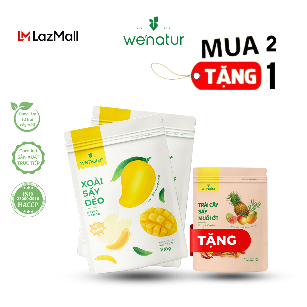 [MUA 2 TẶNG 1] Xoài Sấy Dẻo Ít Đường Nguyên Vị wenatur 100g