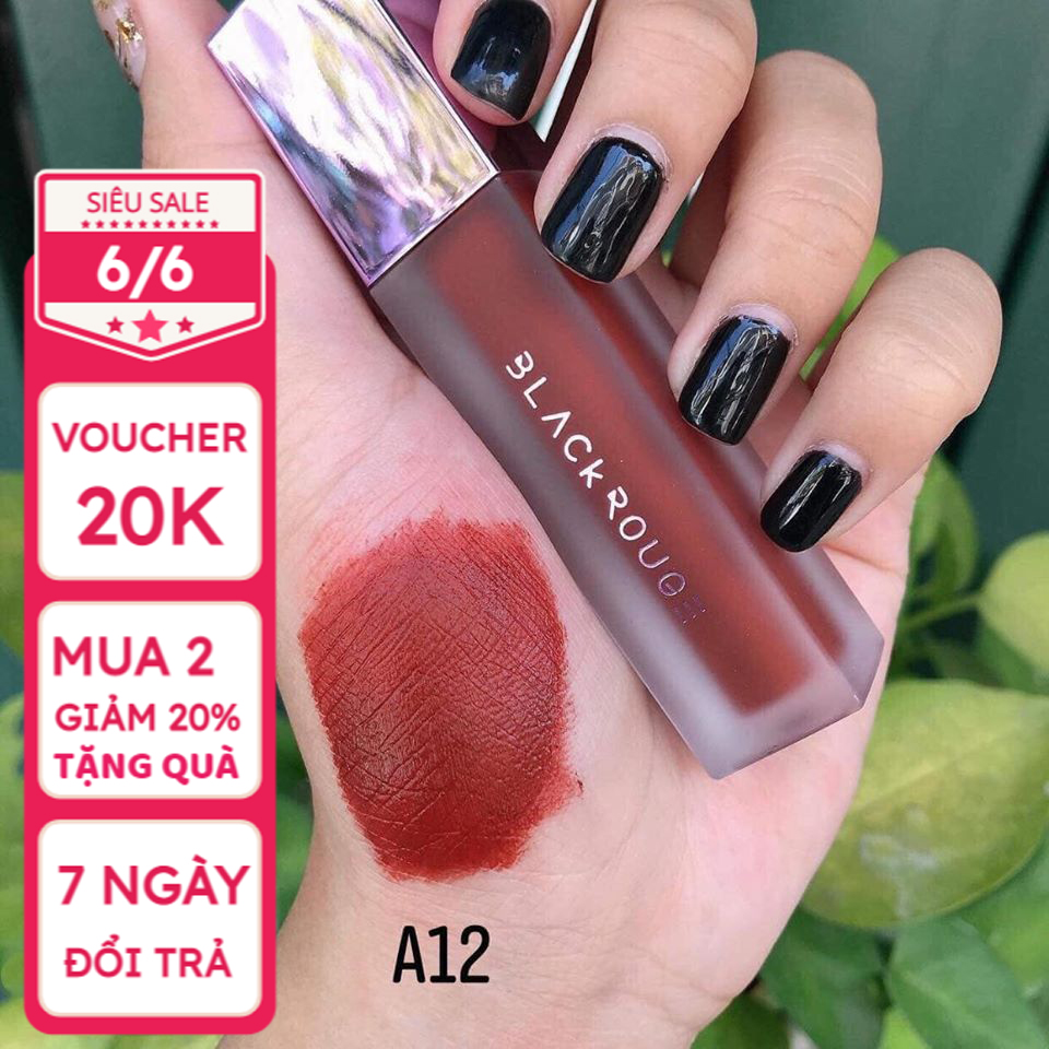 Son môi black rouge background A26 A12 A32 nâu trầm pha cam air fit velvet tint | son kem lì handmad