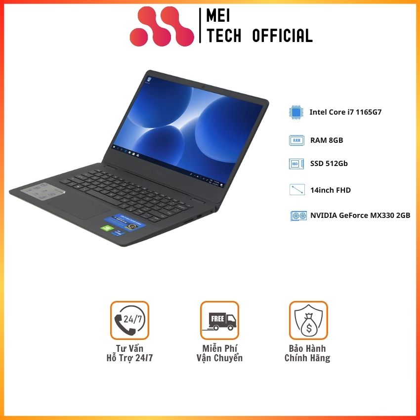 [Freeship] Laptop Vostro 3400 (V4I7015W1)/ Black/ Core i7 1165G7/ RAM 8GB/ 512GB SSD/MX330 2GB/ 14in