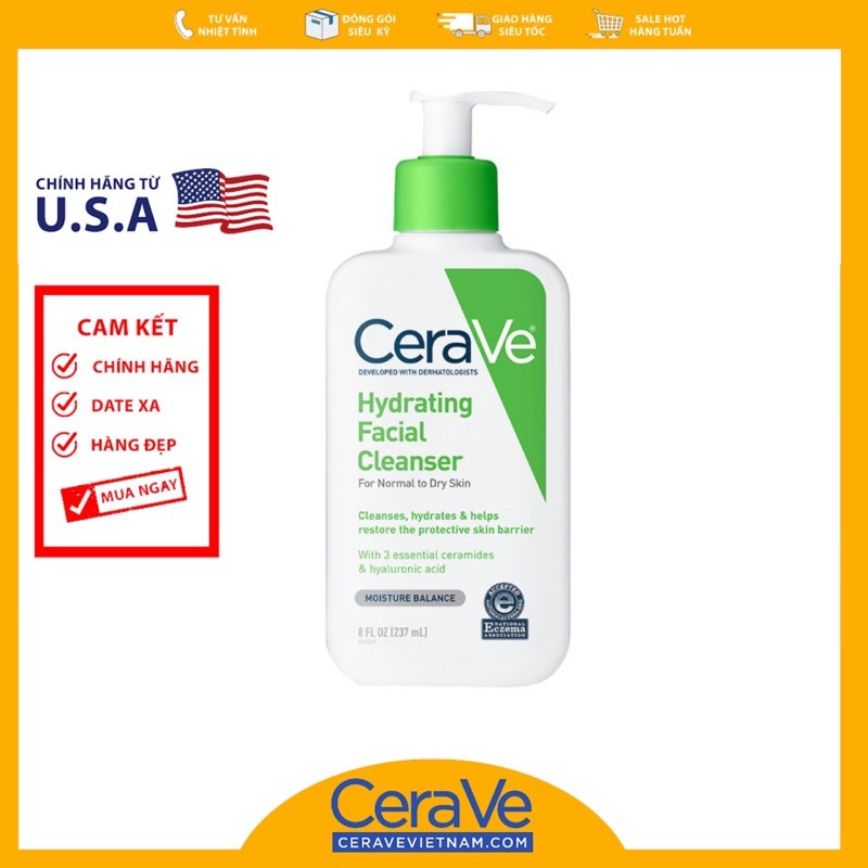 [Hcm]Cerave Hydrating Cream To Foam 237Ml