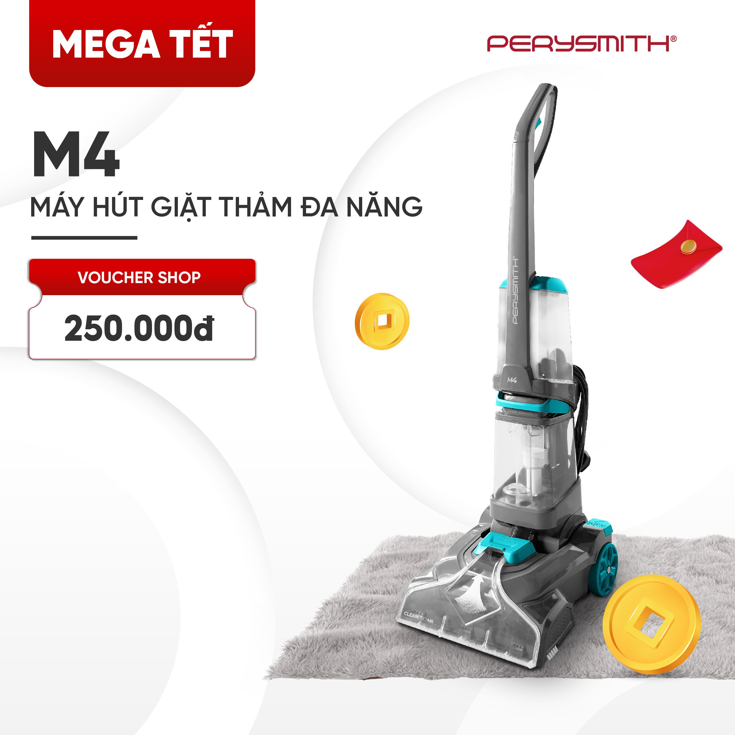 Perysmith Máy Đa Năng M4 Clean Pro Series để giặt thảm và ghế sofa