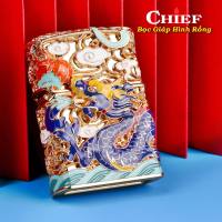 Bật lửa hột quẹt chính hãng Chief Rồng vỏ độ làm quà tặng và trưng bày