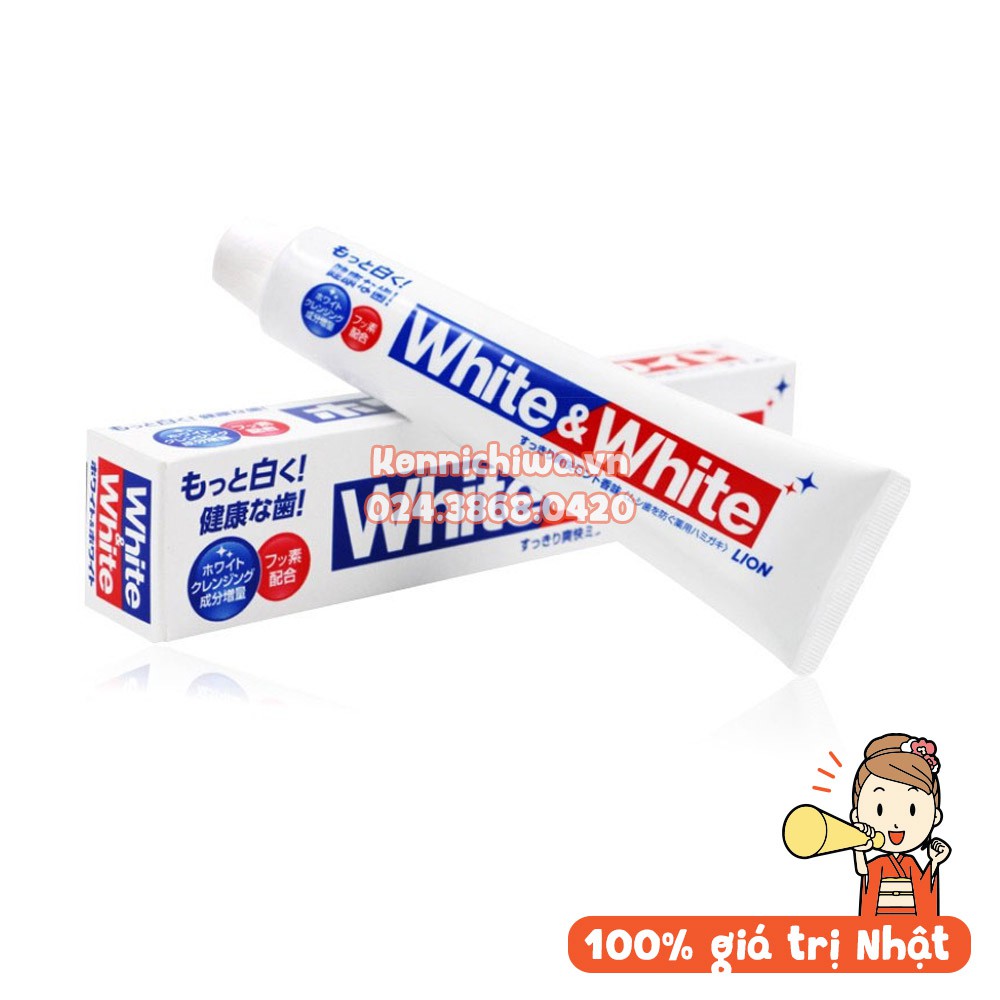 [Hàng Nhật Nội Địa] Kem Đánh Răng White & White Lion 150G Làm Trắng Chống Hôi Miệng