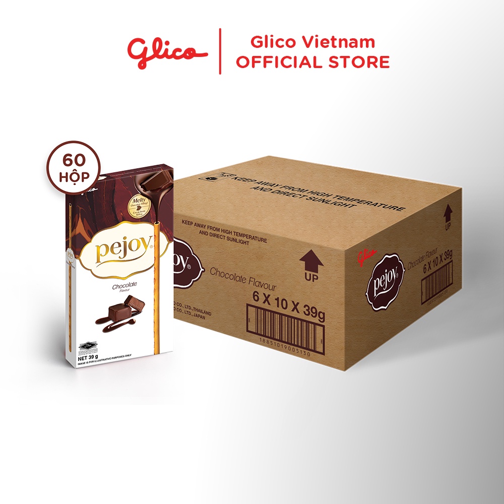 [Mua 50 Hộp Tặng 10 Hộp] Bánh Que Nhân Kem Socola Glico Pejoy Chocolate Flavour 39G