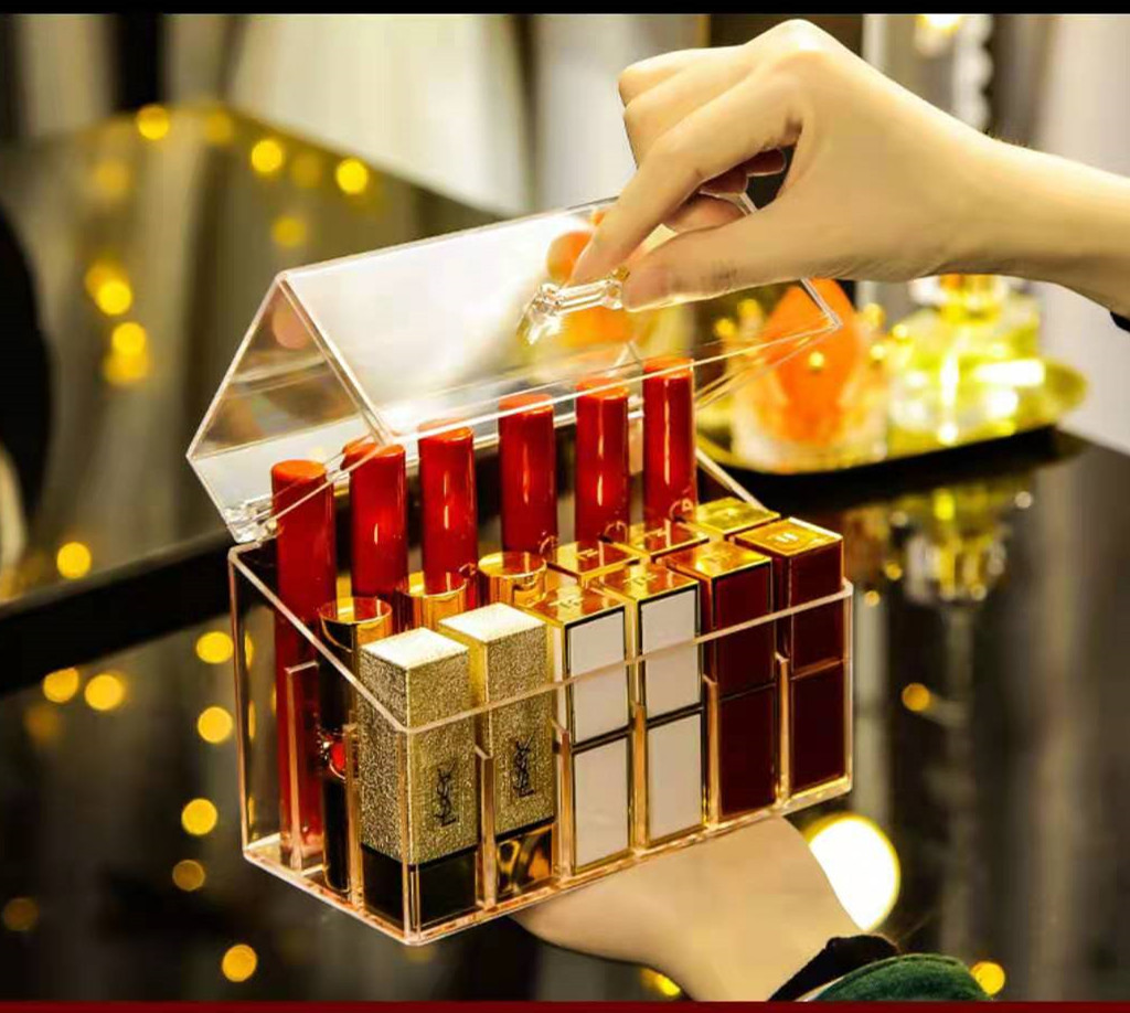 [Hcm]Hộp Đựng Son Vuông 18 Ô Có Tay Cầm (Loại Tốt)