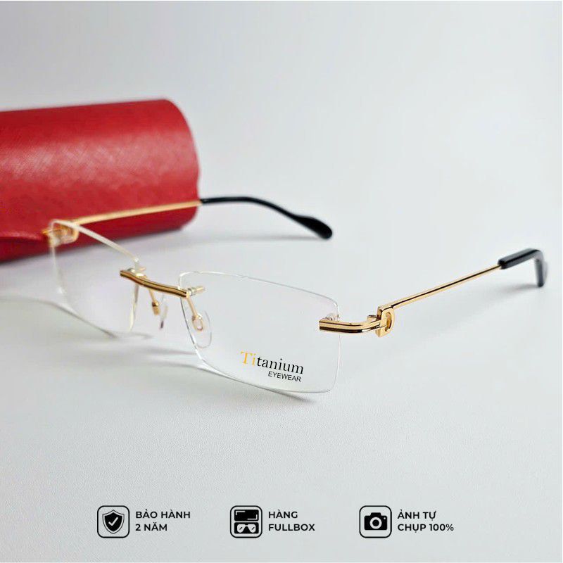 Gọng kính không vành cận thị kính đọc sách viễn thị CT259L - ống kính chống vỡ Polycabone ( UVBlue L