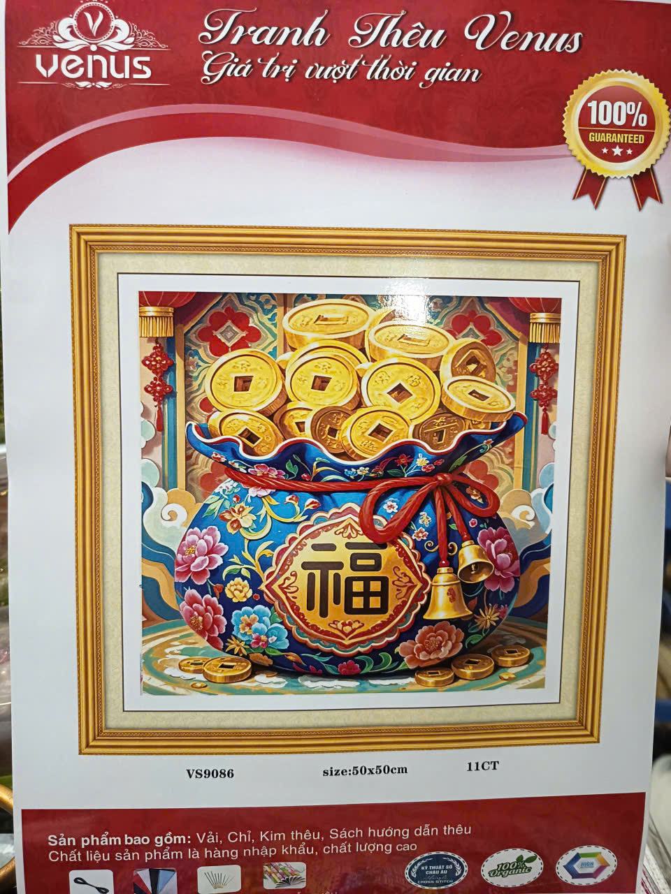 Tranh thêu chữ thập hủ tài lộc nhiều mẫu (tranh thêu kín) - nhiều kích thước