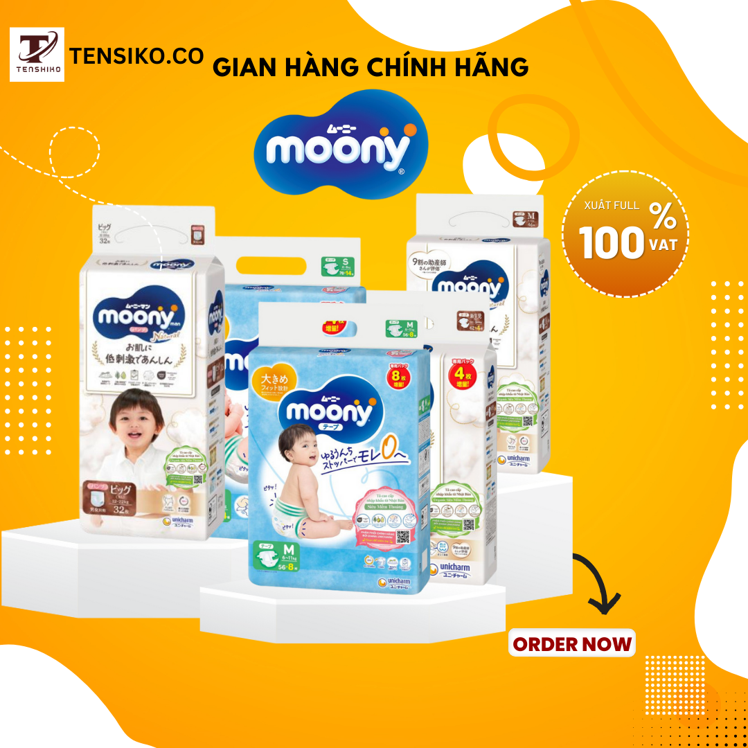 [HCM]Tã Bỉm MOONY NATURAL dán/quần NB62/S58/M46/L38/L36/XL32