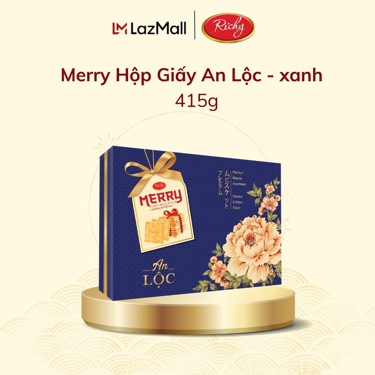 [CÓ TÚI GIẤY] Hộp Bánh Tết Richy Merry An Lộc Hộp 415g - Bánh Kẹo Richy