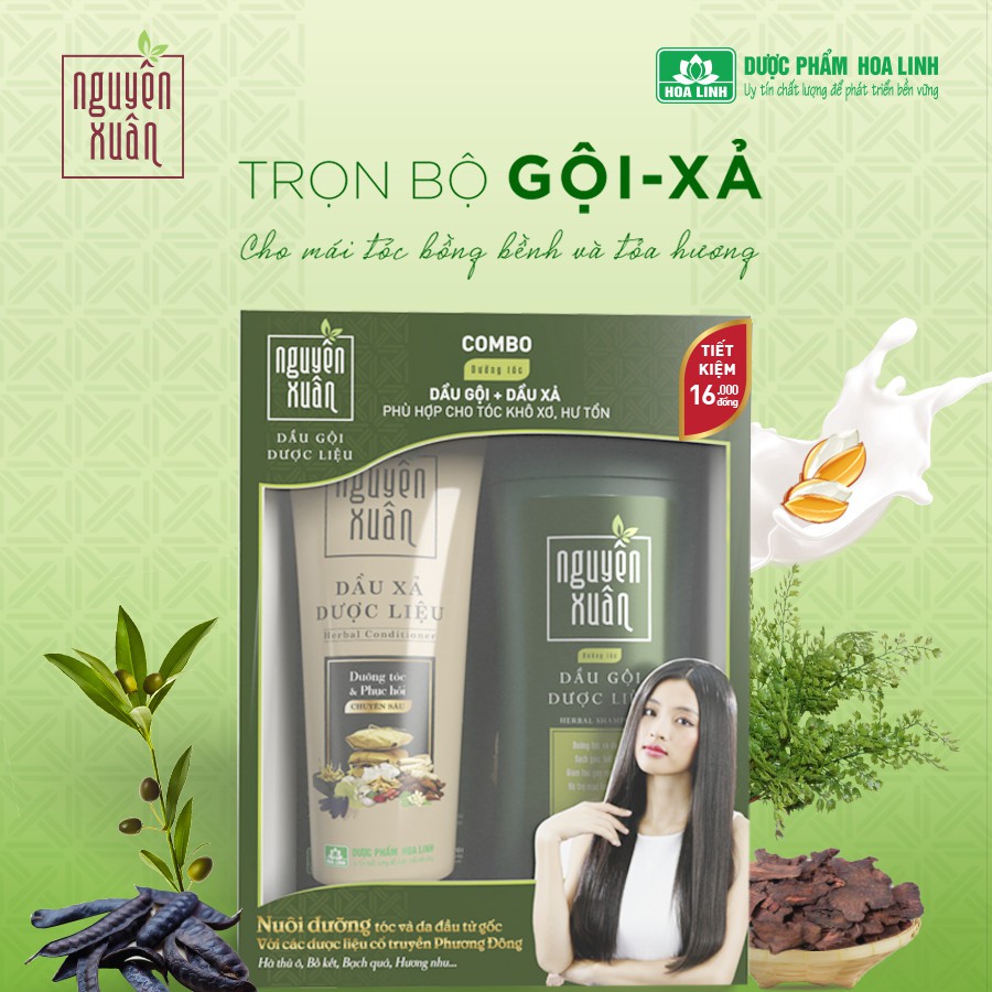 Trọn Bộ Dầu Gội Và Dầu Xả Dược Liệu Nguyên Xuân Cho Mái Tóc Bồng Bềnh Tỏa Hương