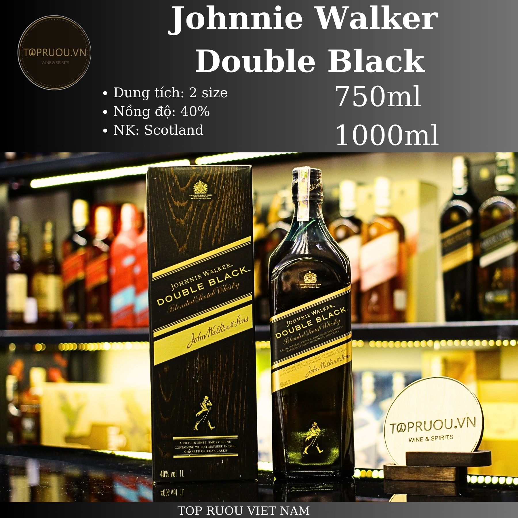[TopRuouVietNam] Rượu Whisky Johnnie Walker Black Label - Double Black - Gold - Blue - XR 19 - XR 21 700ml - 1000ml [Hàng Thật]