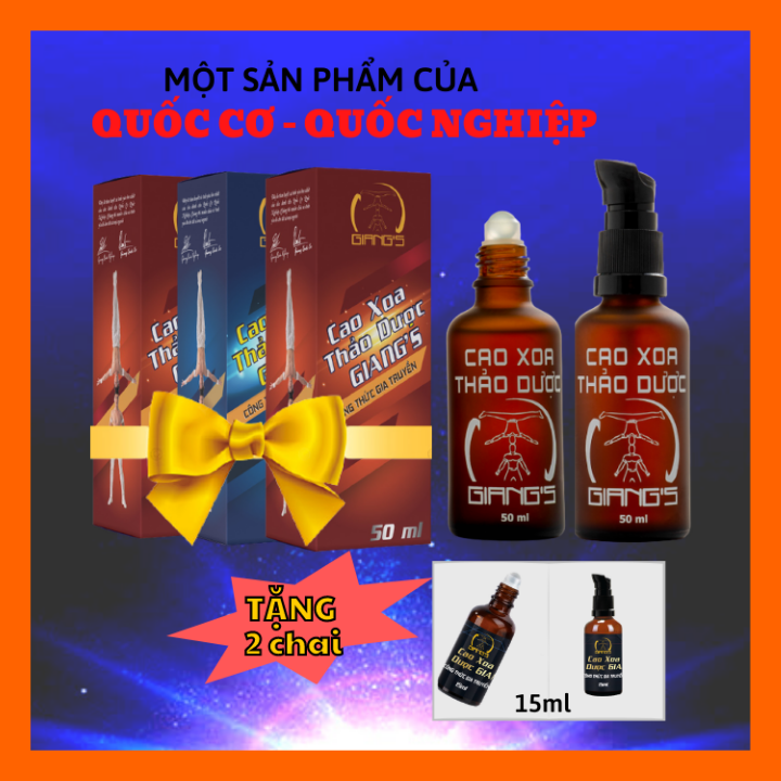 Cao Xoa Bóp Thảo Dược Giangs: Combo 3 Chai 50Ml - Tặng Kèm 2 Chai 15Ml - Quốc Cơ Quốc Nghiệp ( Thu.ốc Xoa Bóp - Dầu Xoa Bóp )