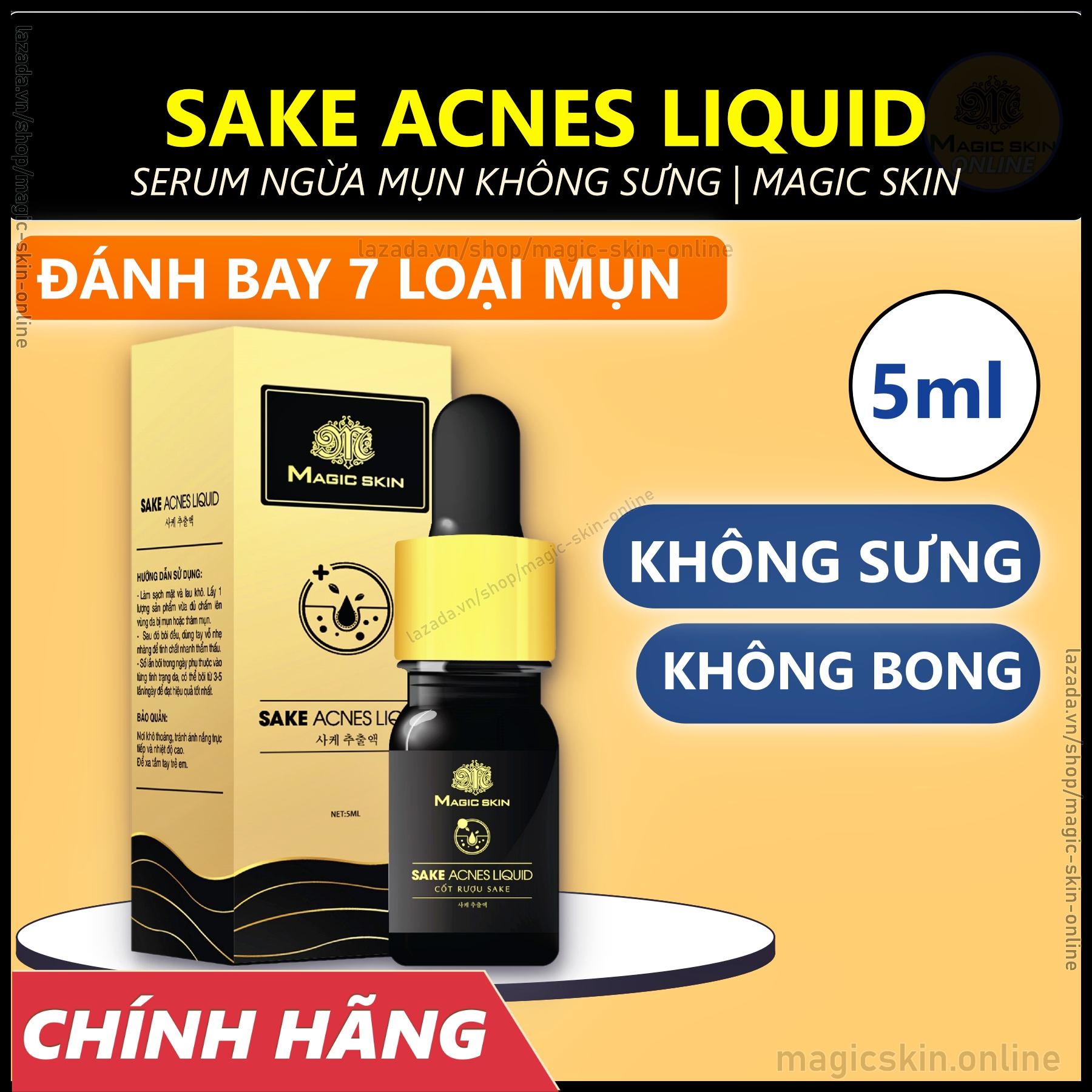 Serum ngừa mụn Magic Skin cốt rượu Sake Acnes Liquid | CHÍNH HÃNG | KHÔNG SƯNG BONG