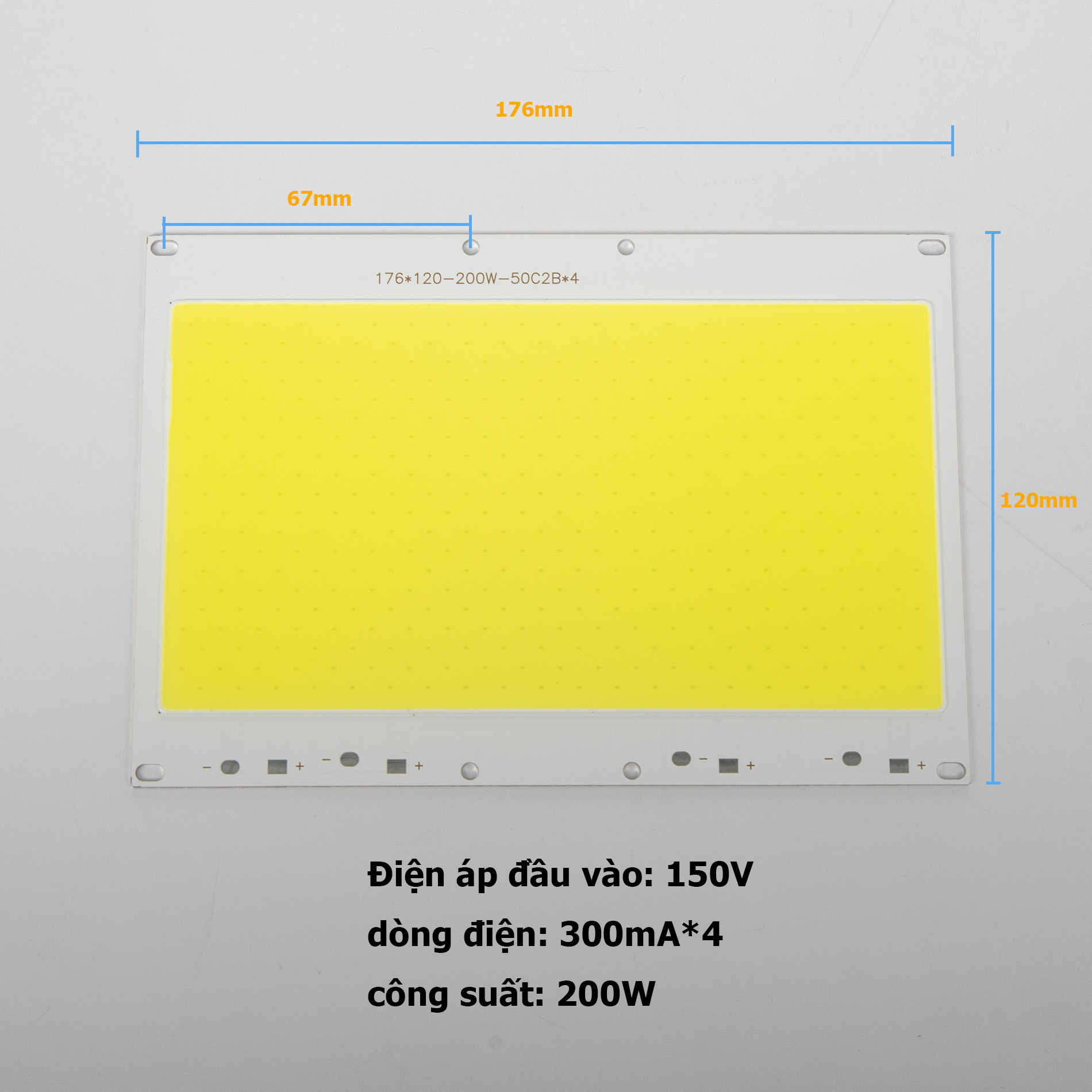 chip LED COB 50W 100W 150W 200W cao áp 150V Ánh sáng Trắng sử dụng điện 220V