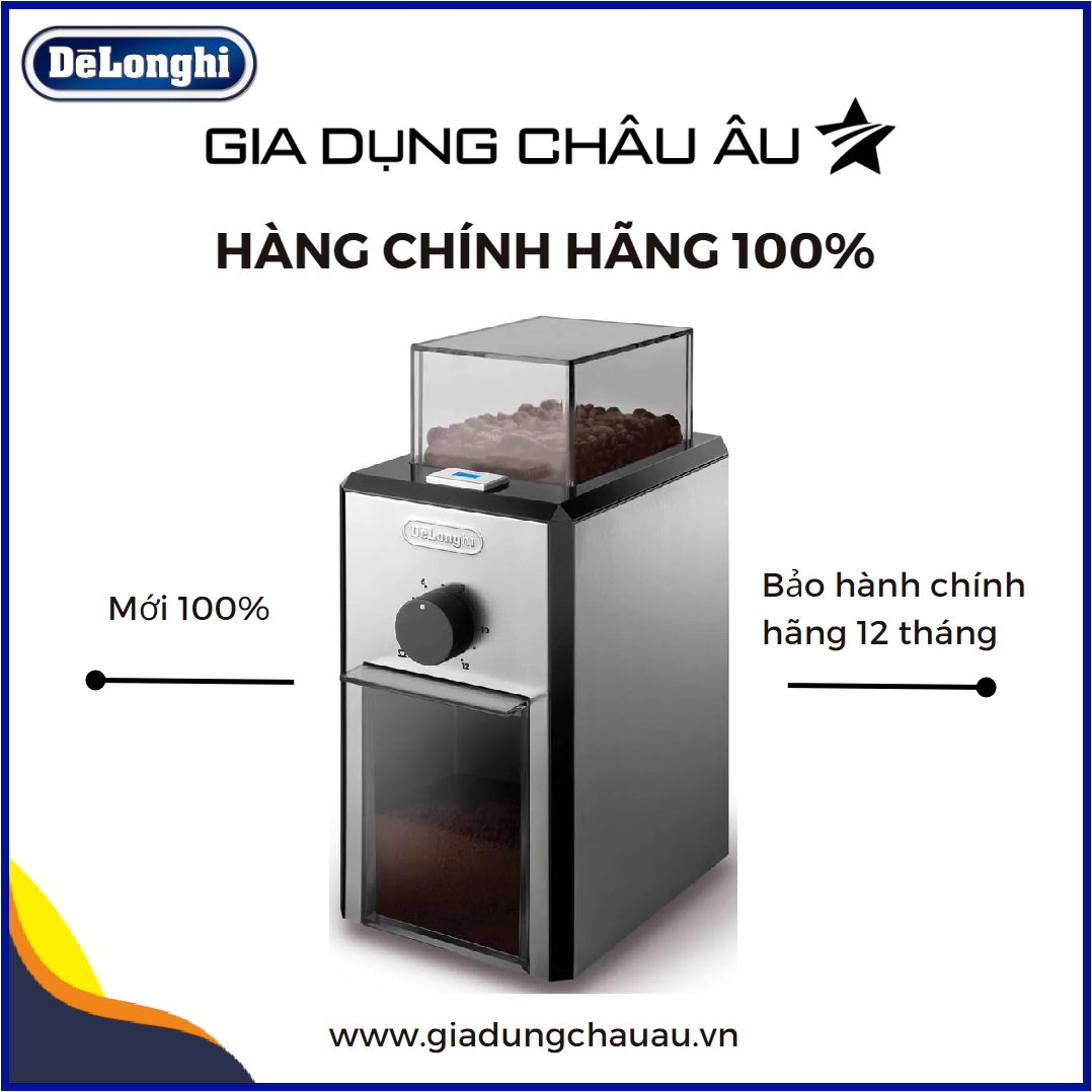 Máy xay cà phê DeLonghi KG79 - 120g, 16 cài đặt xay, tự động ngắt, màu đen
